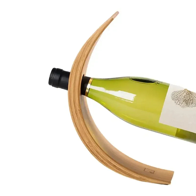 Gravity Bottle Stand curved wood balance